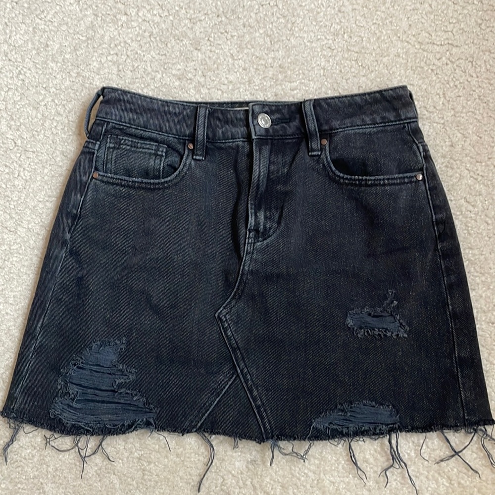Distressed Black Denim Skirt (Pacsun, Size 24)